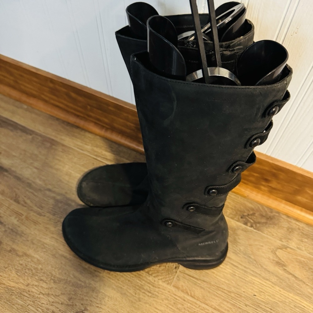 Merrell Captiva Launch 2 waterproof boots black full grain leather Size 9 Woman